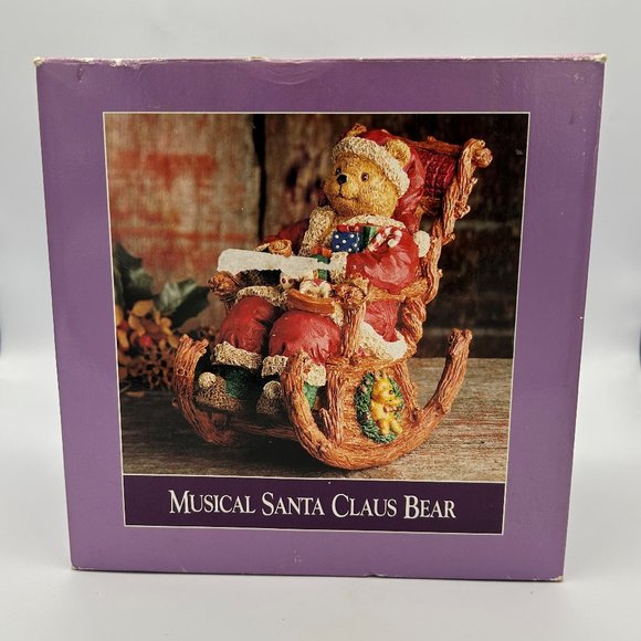 Classic Treasures Musical Santa Claus Bear on Rocking Chair Wind-Up Music Plays - Picture 1 of 9